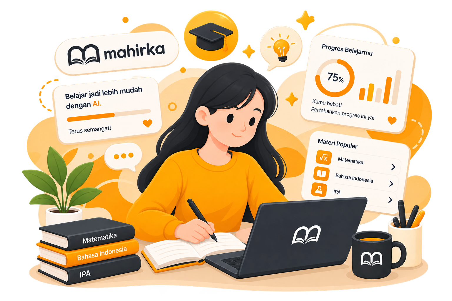 Pelajar membaca materi bersama Mahirka